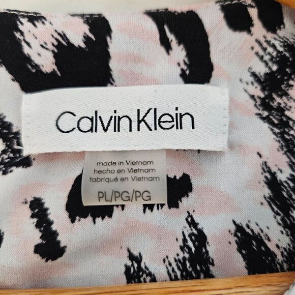 CALVIN Klein BlackPink Leopard Animal Print Sleeveless Shell Top Size PL - Picture 3 of 6
